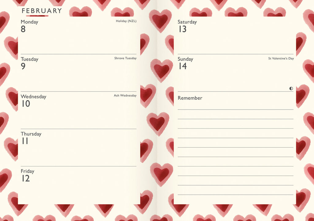 Emma Bridgewater Double Hearts A6 Diary 2027