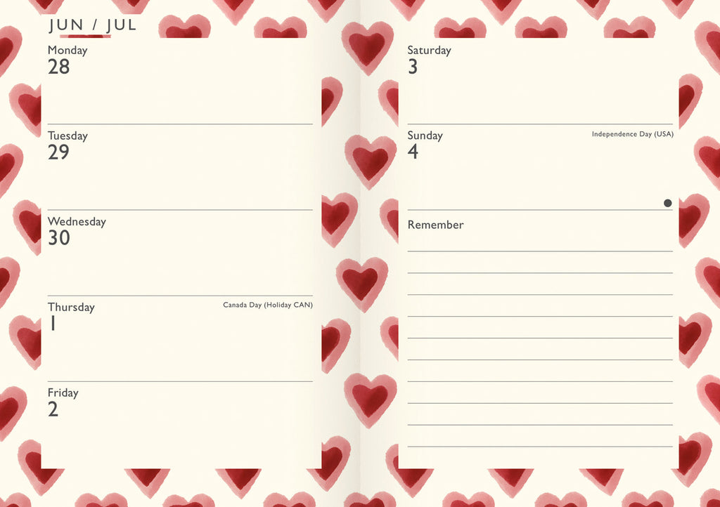 Emma Bridgewater Double Hearts A6 Diary 2027