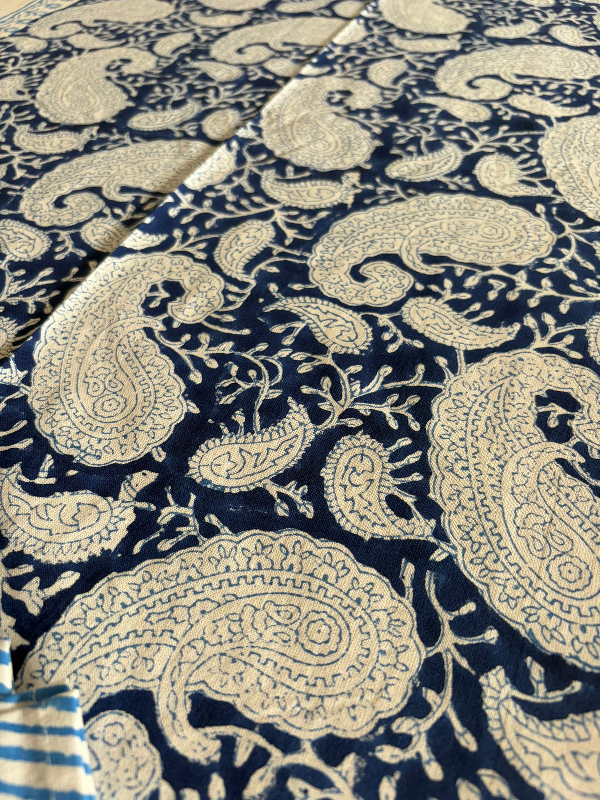 Indigo Hand Block Print Cotton Table Cloth and Napkin Set