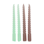 Twisted candles (pack of 4) - Mint green and taupe