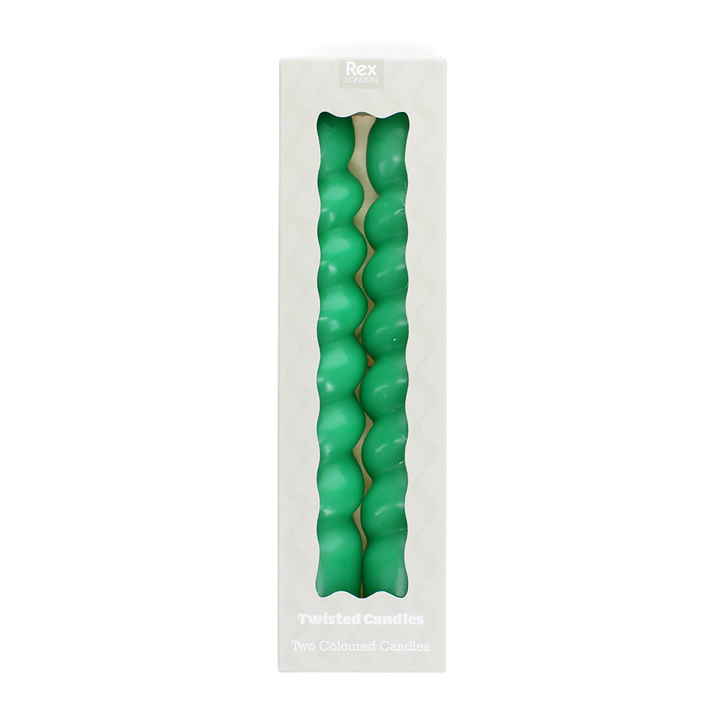 Twisted candles (pack of 2) - Dark green