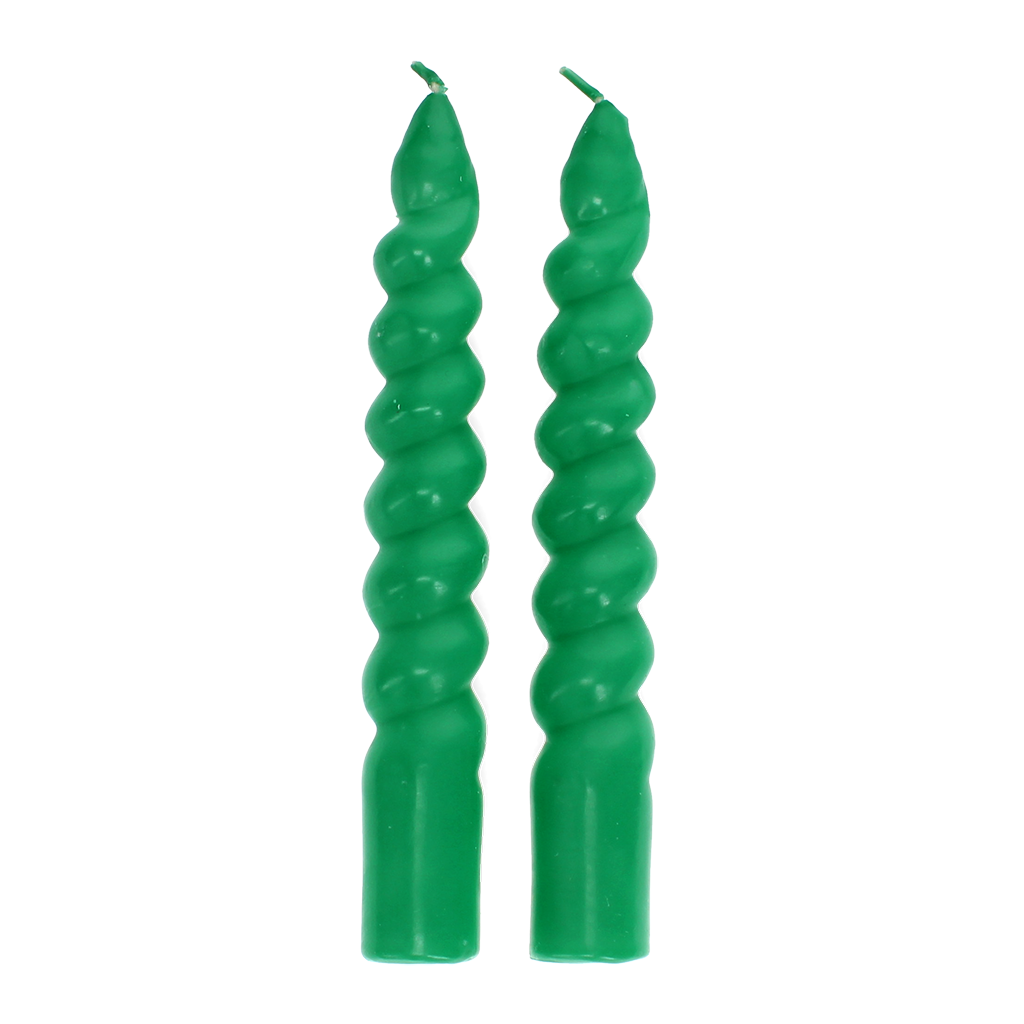Twisted candles (pack of 2) - Dark green