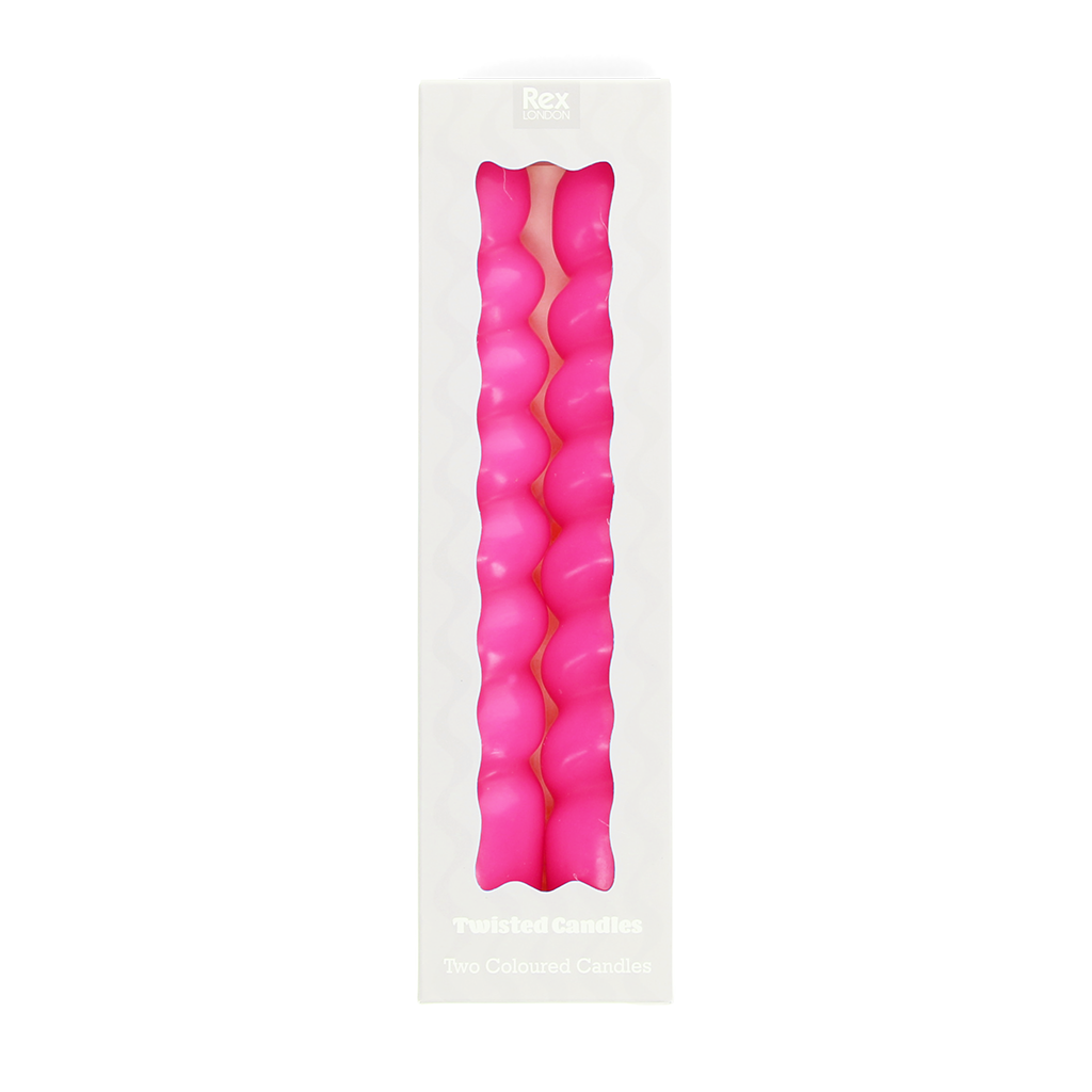 Twisted candles (pack of 2) - Bright pink