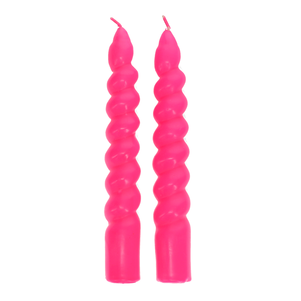 Twisted candles (pack of 2) - Bright pink