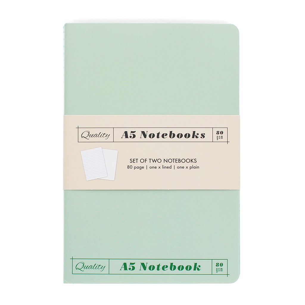 A5 notebooks (set of 2) - Green & aqua