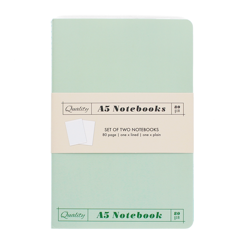 A5 notebooks (set of 2) - Green & aqua