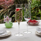 Etched star champagne glasses 200ml (set of 2) - Clear