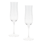 Etched star champagne glasses 200ml (set of 2) - Clear