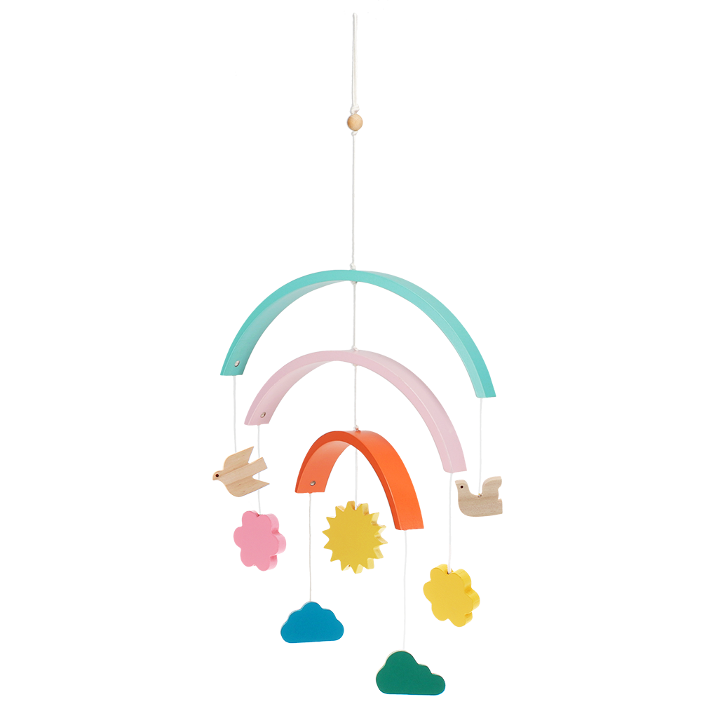 Wooden rainbow mobile