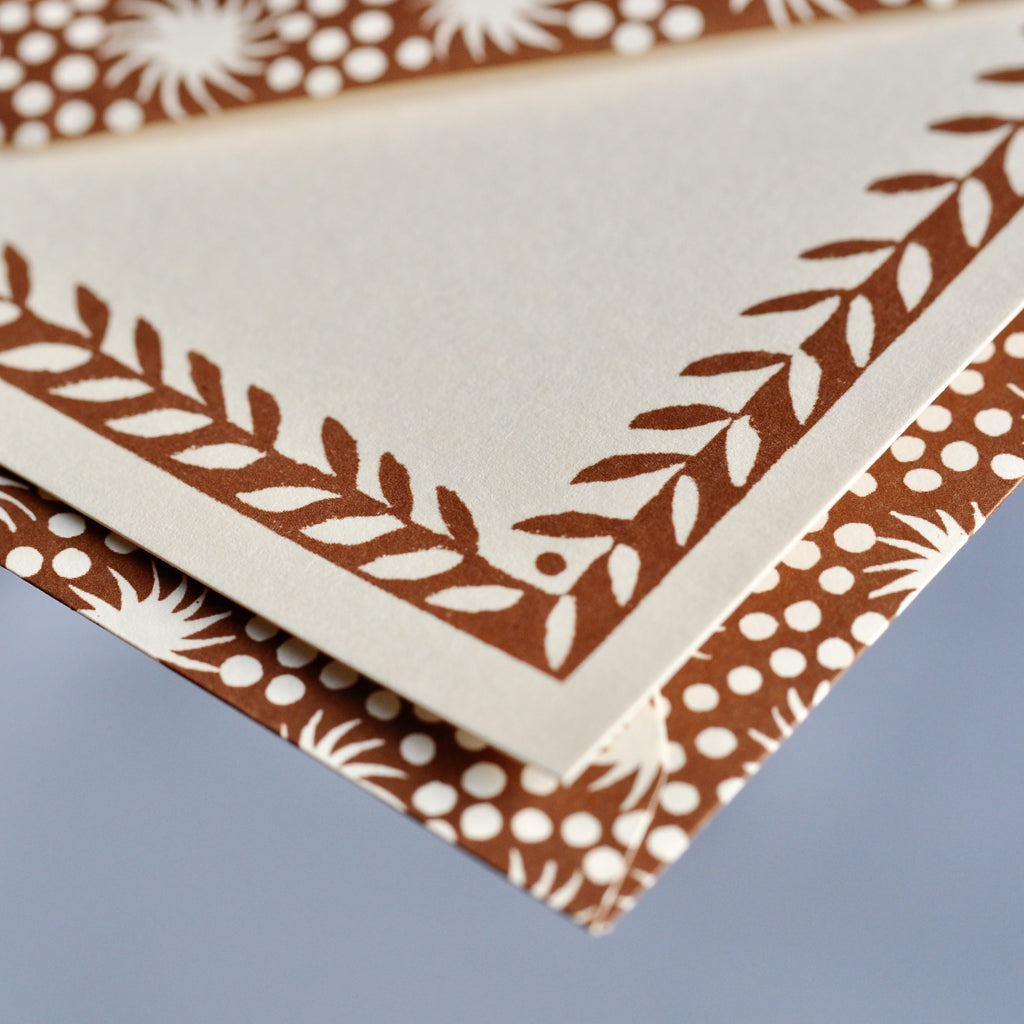 10 Postcards with Patterned Border in Cocoa