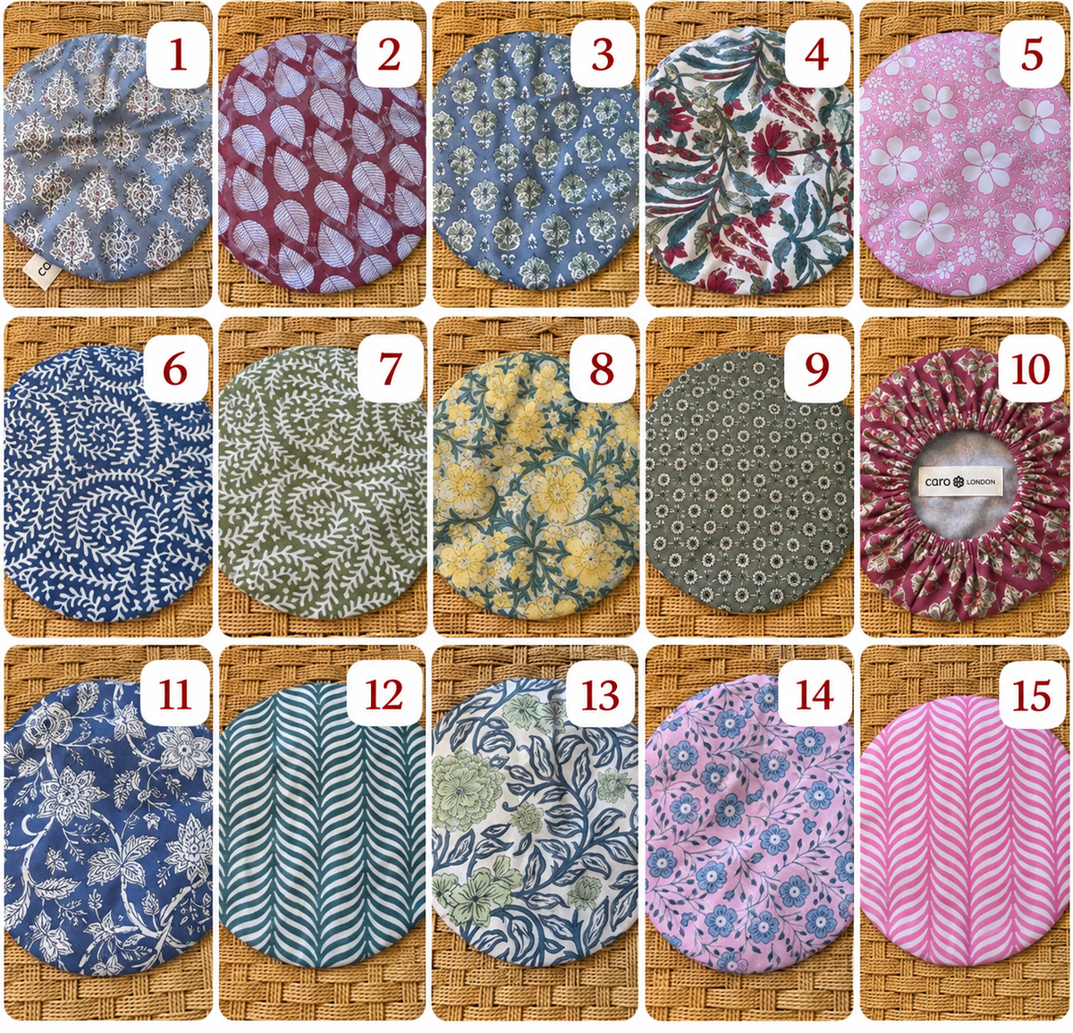 Caro London Cotton Coated Shower Cap -choose your design.