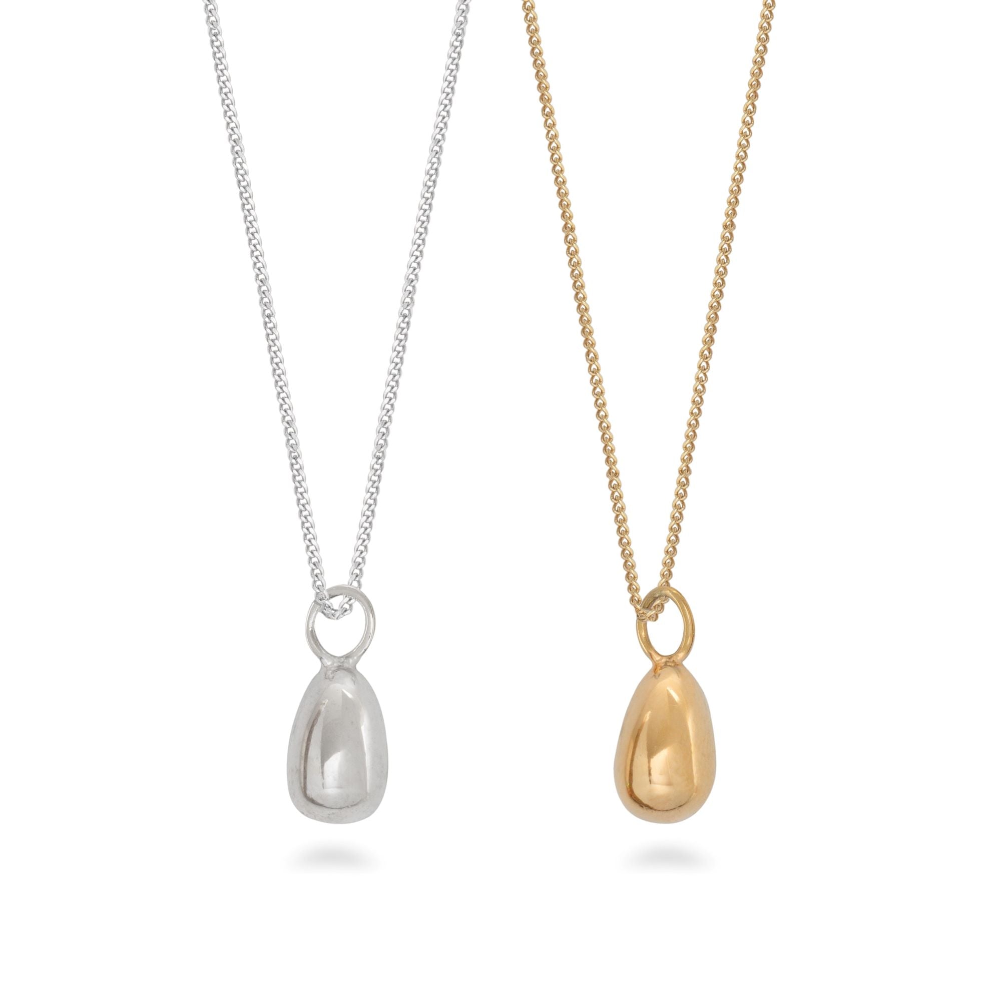 Egg charm necklace, gold vermeil