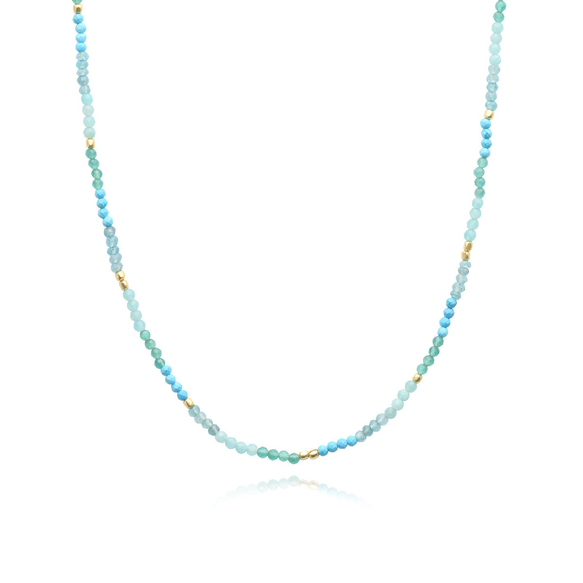 Milos Mixed Gemstone Beaded Necklace Amazonite Copper Turquoise Green Jade