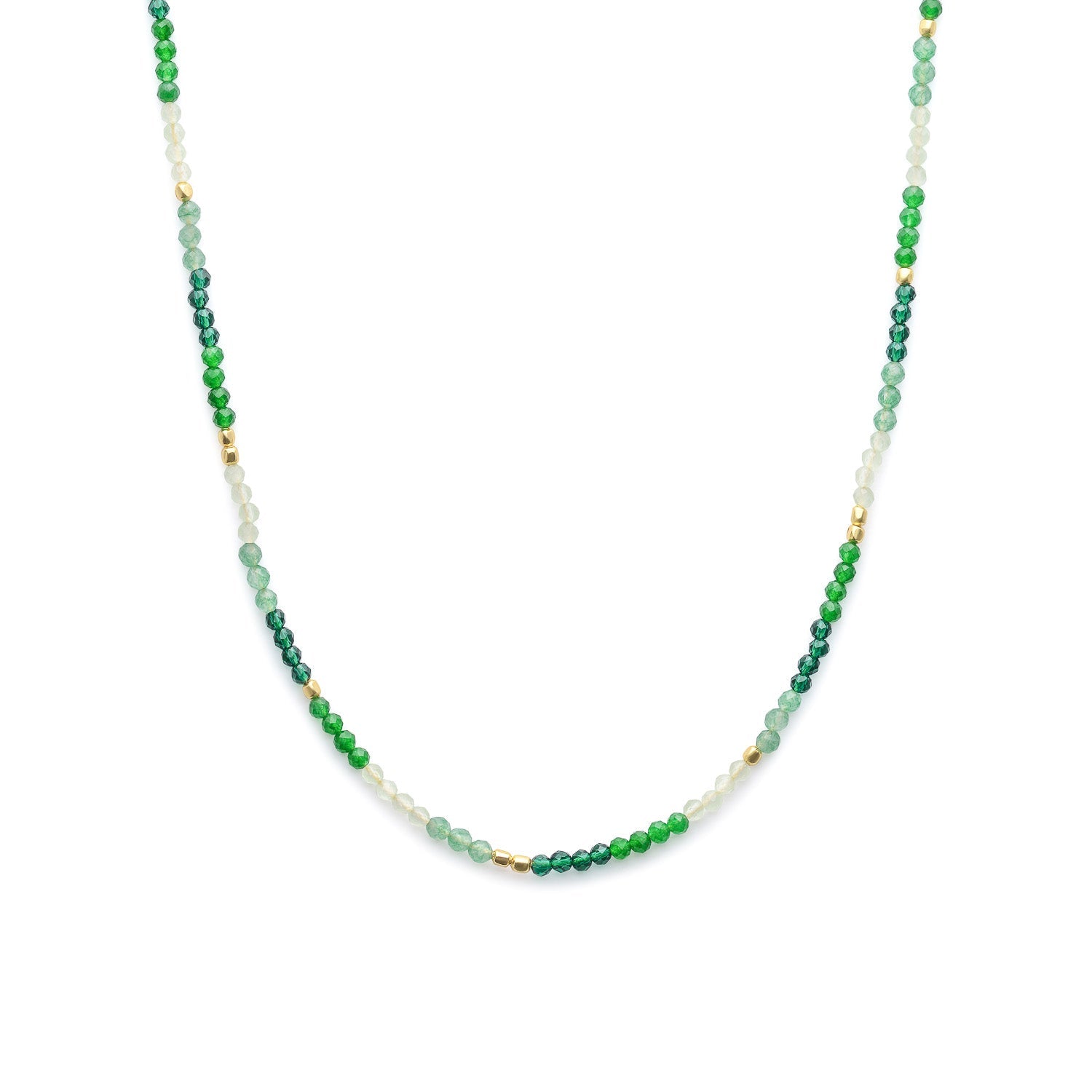 Milos Mixed Gemstone Beaded Necklace Prehnite Moss Agate Green Aventurine