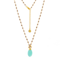 Persephone Double Gemstone Beaded Chain Necklace Pariba Onyx Smoky Quartz