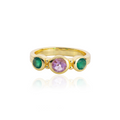 Iris Three Gemstones Ring Green Onyx Amethyst