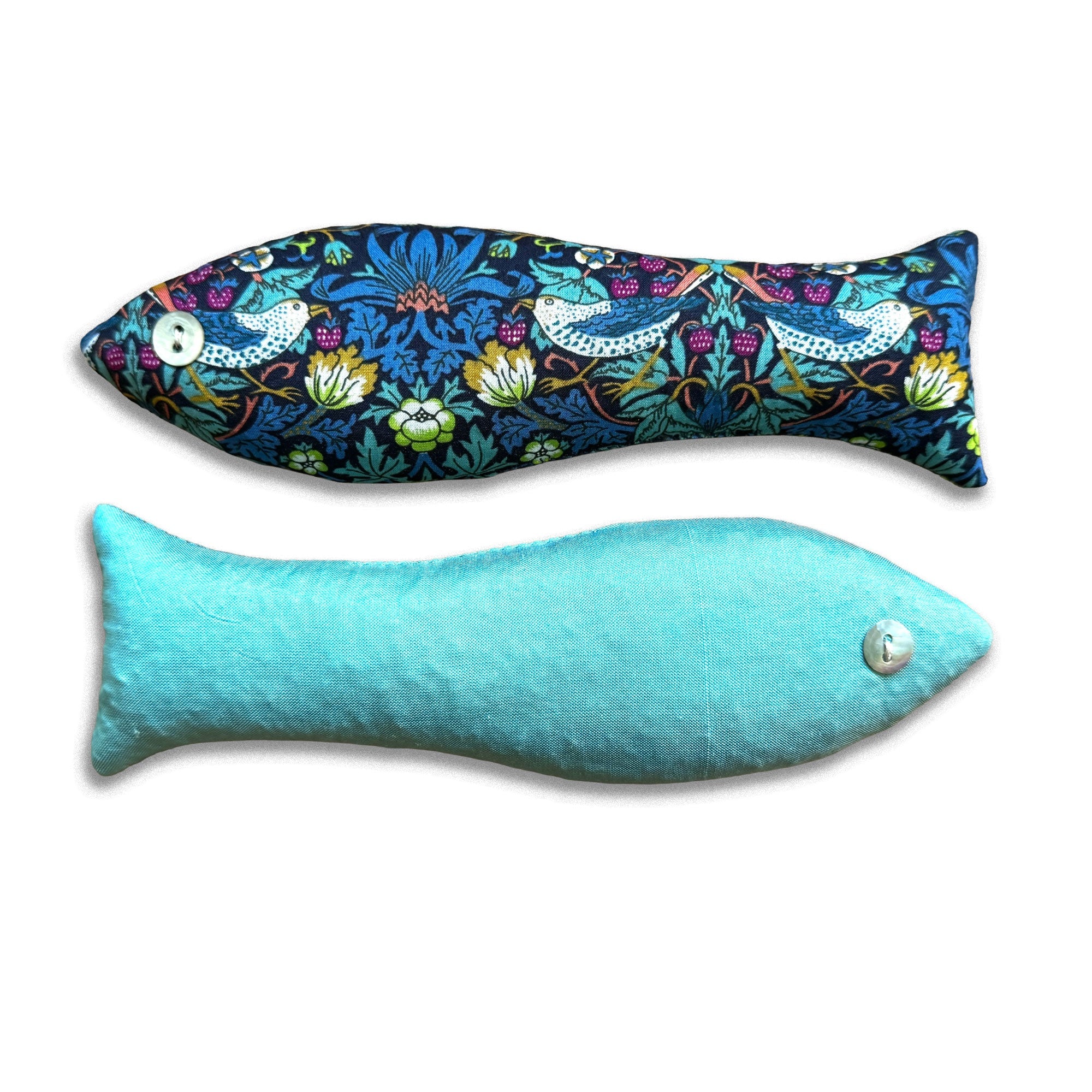 Lavender fish, Strawberry Thief Turquoise print, out of box