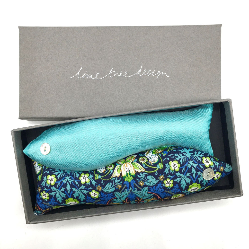 Box of 2 lavender fish, Strawberry Thief Turquoise print