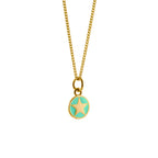 Mini enamel star pendant, gold vermeil, jade