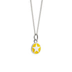 Mini enamel star pendant, silver, yellow