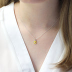 Mini enamel star pendant, silver, yellow, detail