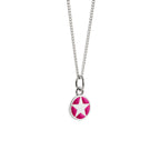 Mini enamel star pendant, silver, cherry red
