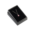 Mini enamel star pendant, silver, cherry red, on chain