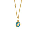 Mini enamel star pendant, gold vermeil, teal