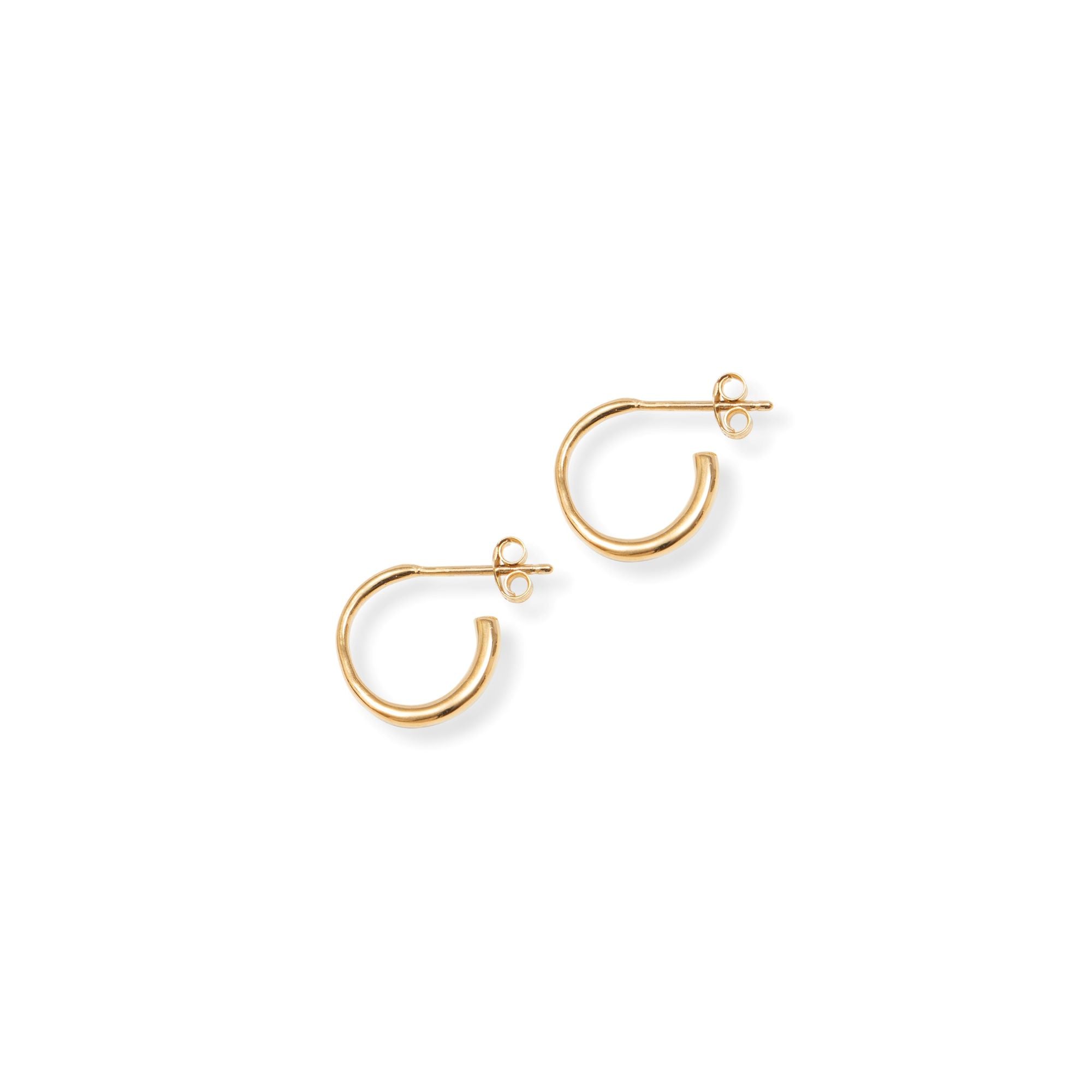 Half hoop earrings, gold vermeil, 14mm