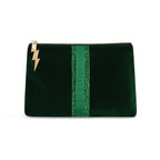 Bottle Green Velvet Clutch Green Stripe