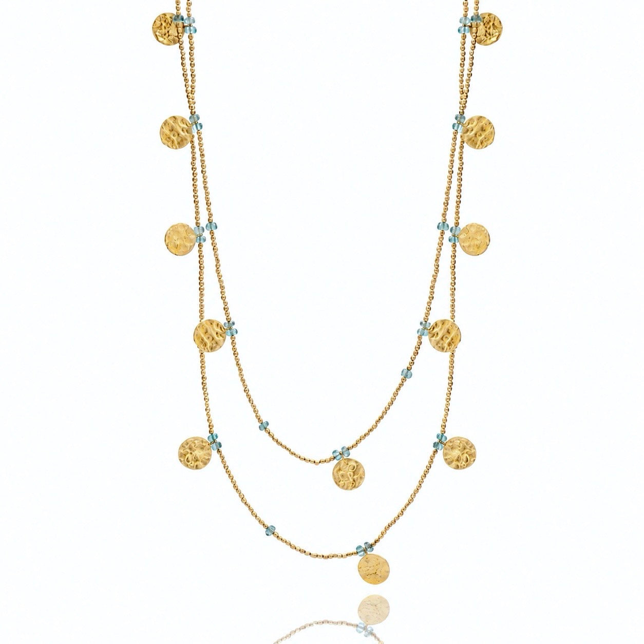 Cleo Long Coin Wrap Necklace Apatite