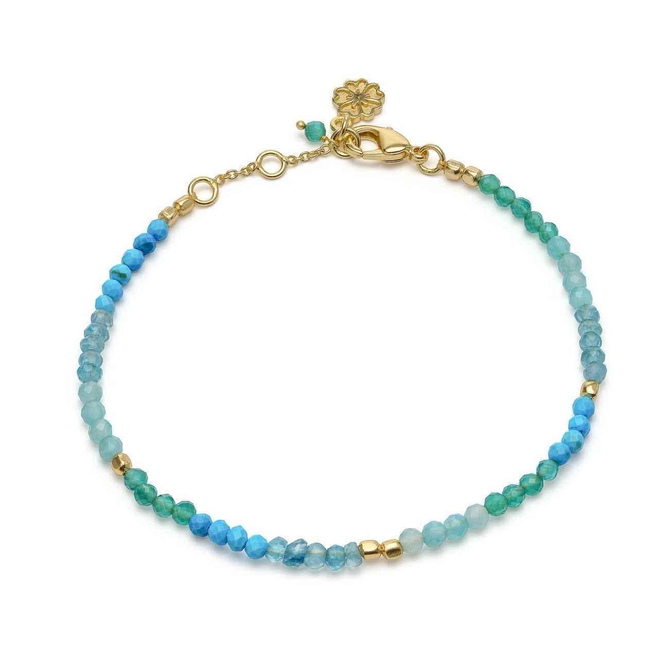 Milos Mixed Gemstone Beaded Bracelet Amazonite Copper Turquoise Green Jade