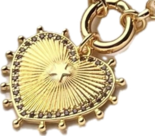 Sunburst Bracelet in Gold with a Circle of Tiny Quartz Stones.