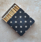 Navy Tile Design Square Matchbox with Bright White Stars
