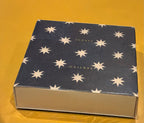 Navy Tile Design Square Matchbox with Bright White Stars
