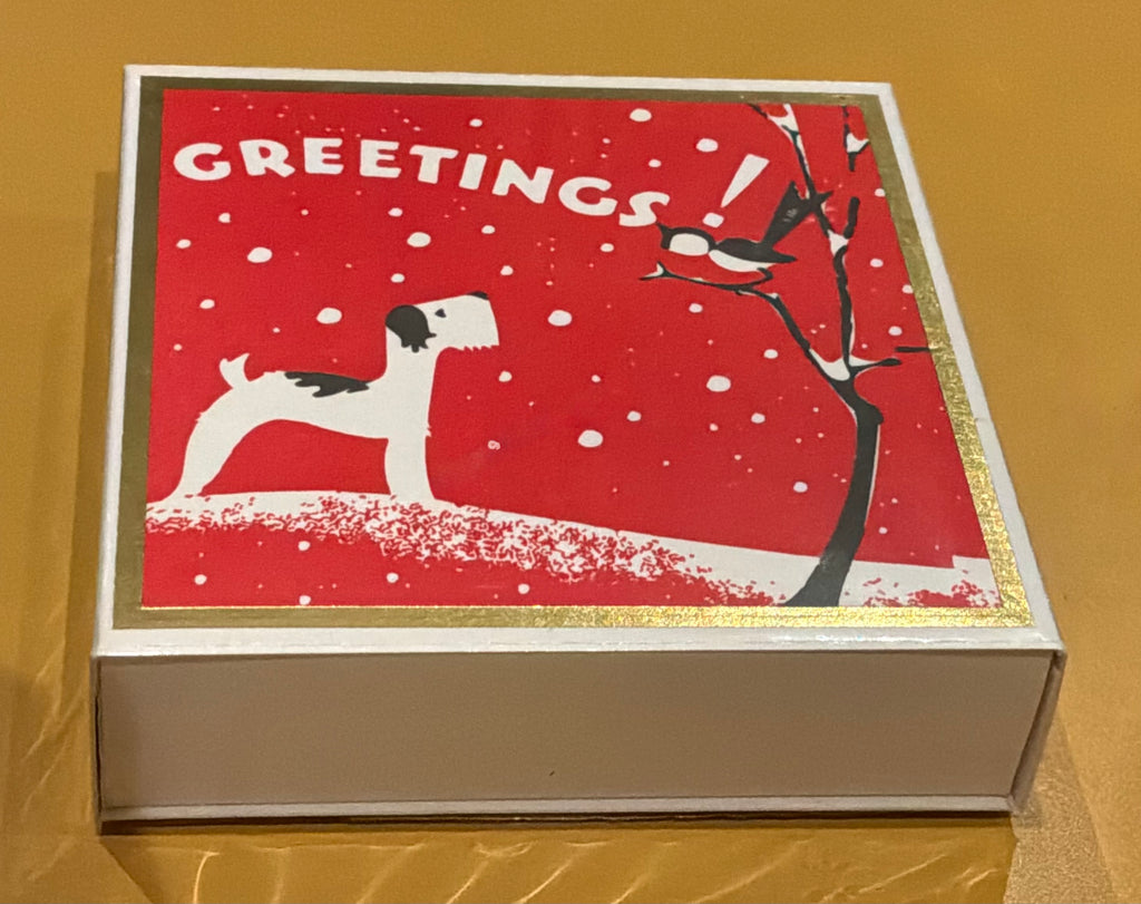Greetings Matchbox  Dog and Robin