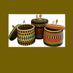 Lidded Woven Storage Basket Colour A