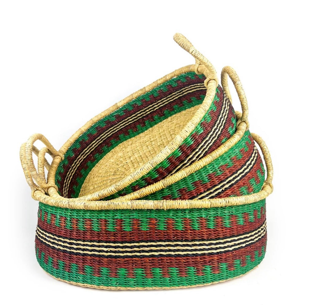 Handwoven Oval Tray in Multicoloured Designs by FraFra.