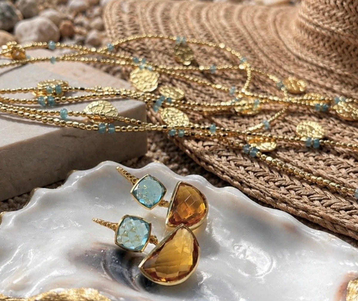 Cleo Long Coin Wrap Necklace: Apatite