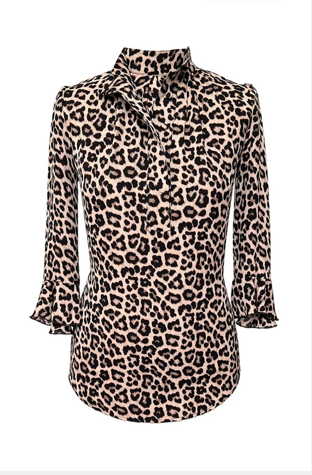 Bardot 100% Silk Shirt in Leopard Print by Pom Lampson