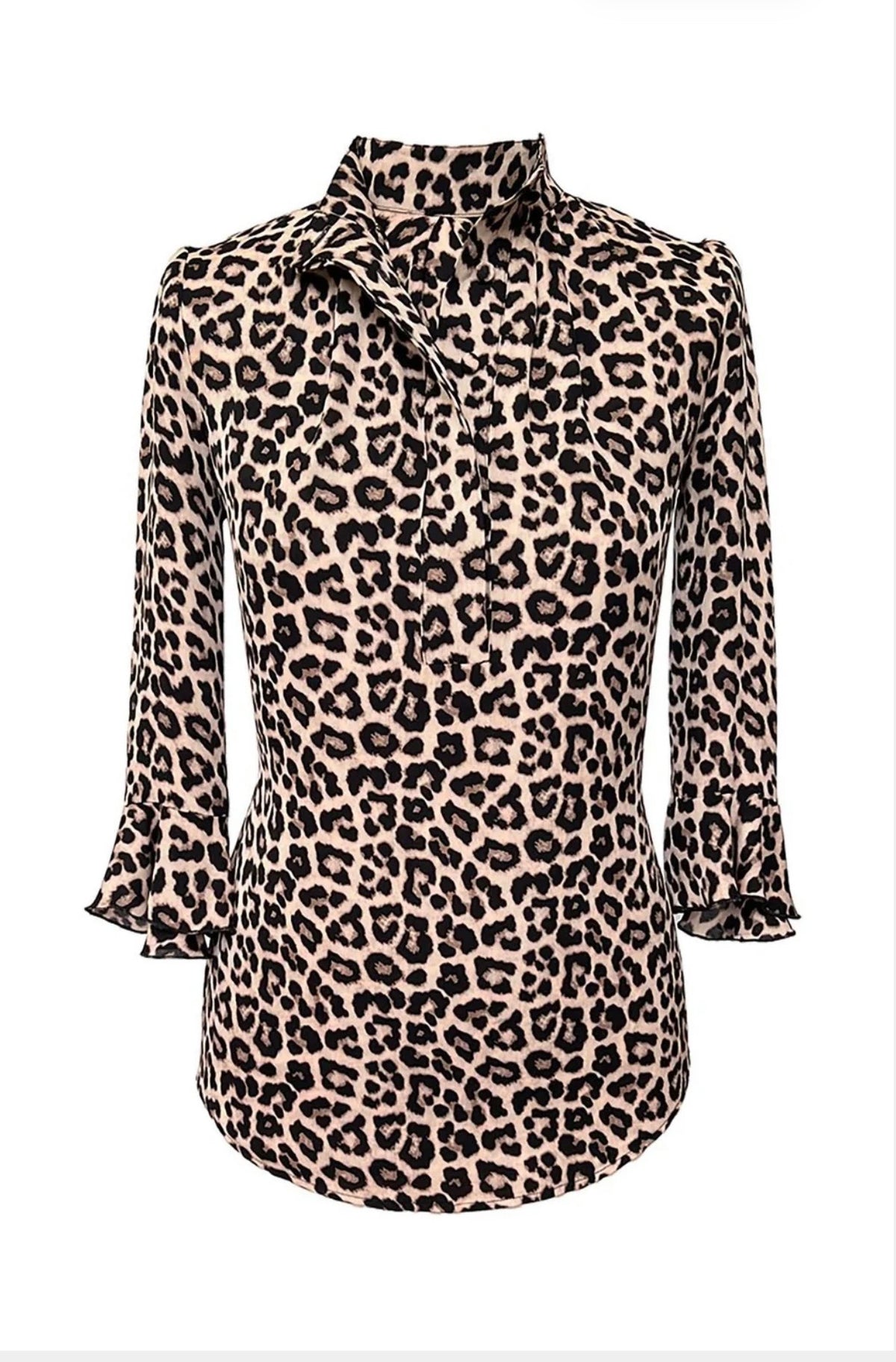 Bardot 100% Silk Shirt in Leopard Print by Pom Lampson