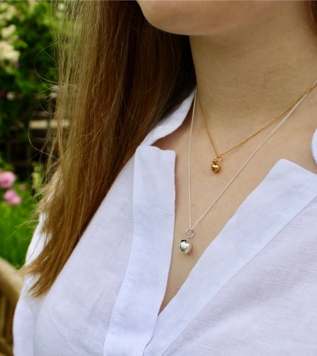 Apple Pendant Necklace in Sterling Silver by Lime Tree Designs