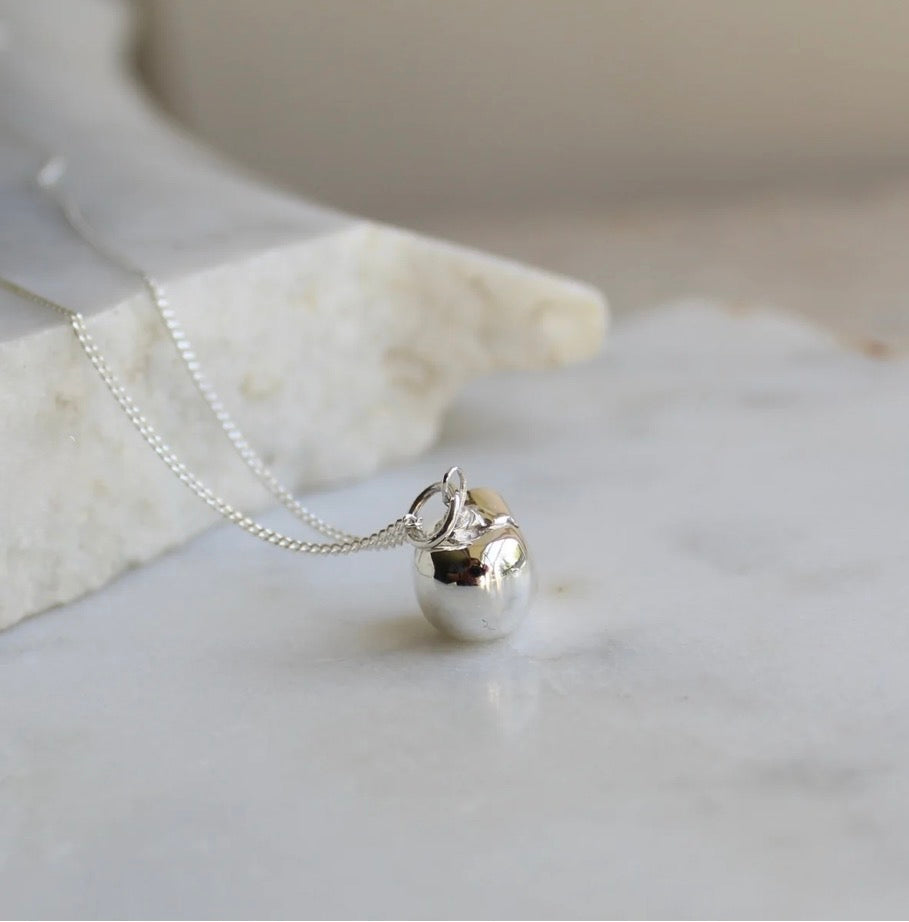 Apple Pendant Necklace in Sterling Silver by Lime Tree Designs