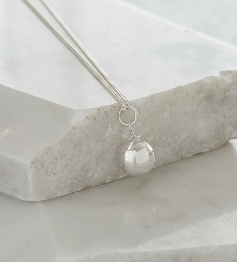Apple Pendant Necklace in Sterling Silver by Lime Tree Designs