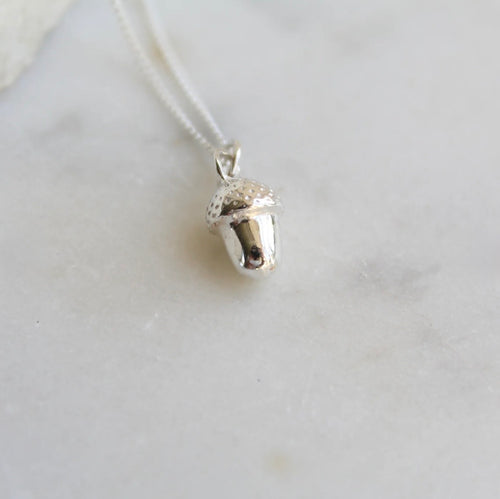 Acorn Pendant Necklace in Sterling Silver by Lime Tree Designs