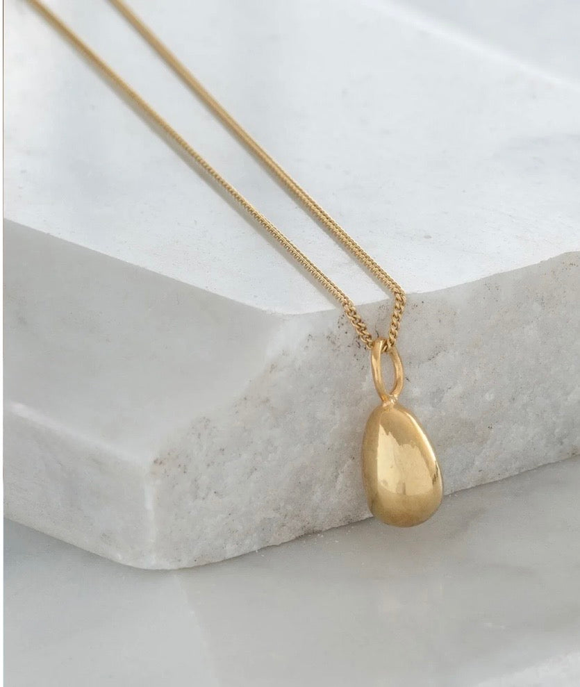 Egg Pendant Necklace 18ct Gold Plated Silver by Lime Tree Designs