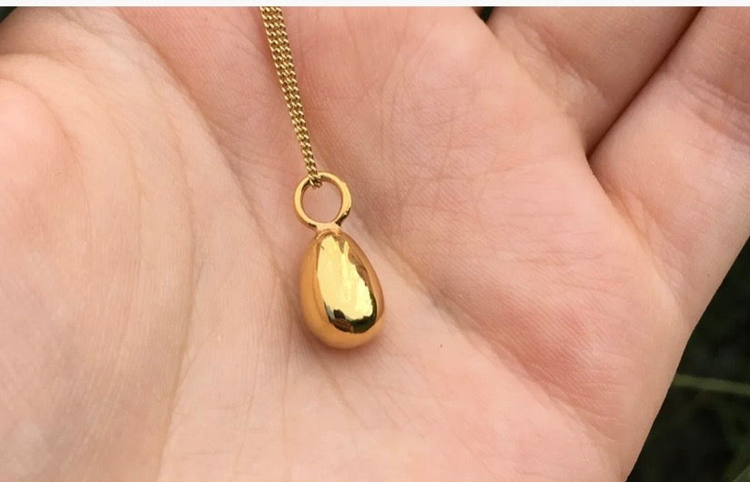 Egg Pendant Necklace 18ct Gold Plated Silver by Lime Tree Designs