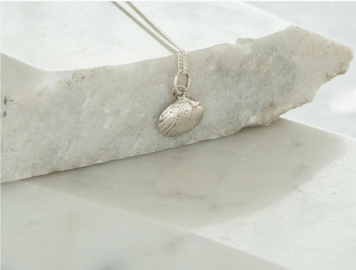 Tiny Shell Charm Necklace Silver