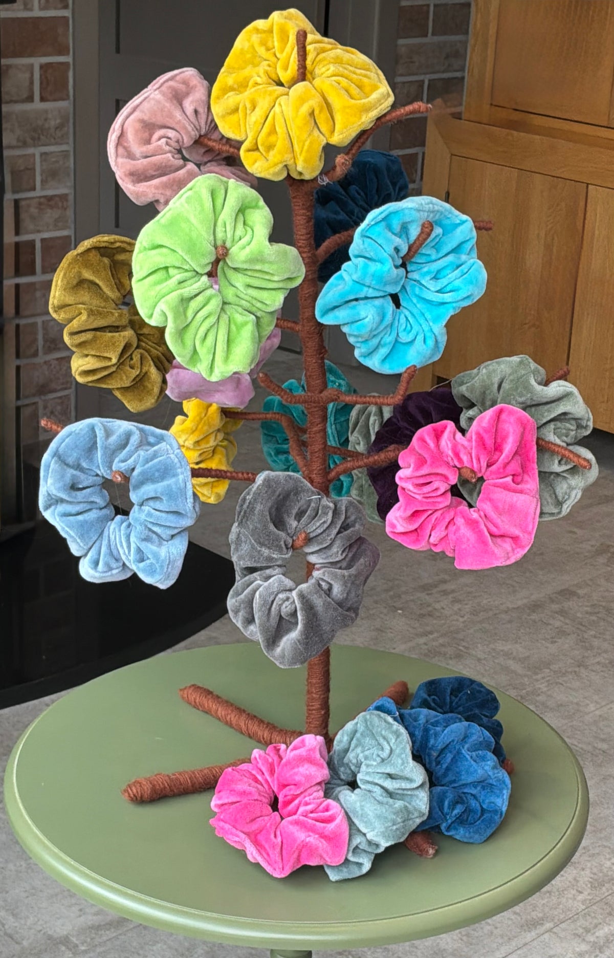 Set of Three Velvet Hair Scrunchies in Five different Options.