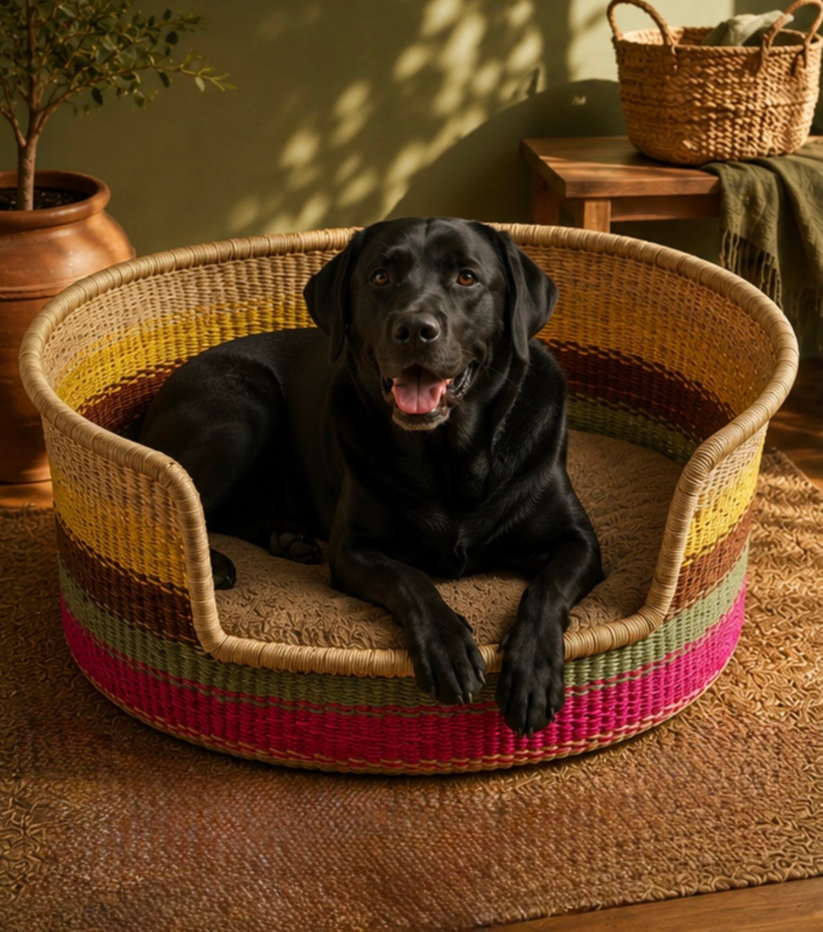Premium Handwoven Large Dog Bed by FraFra Collective